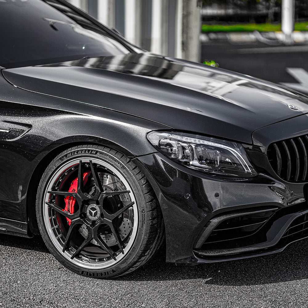 Detailed close-up of car Gloss Metallic Ebony Sparkle Vinyl Wrap