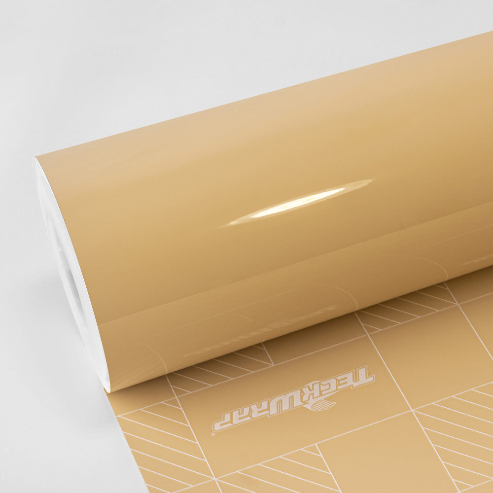 Leather Beige Gloss Vinyl Wrap roll with air release liner