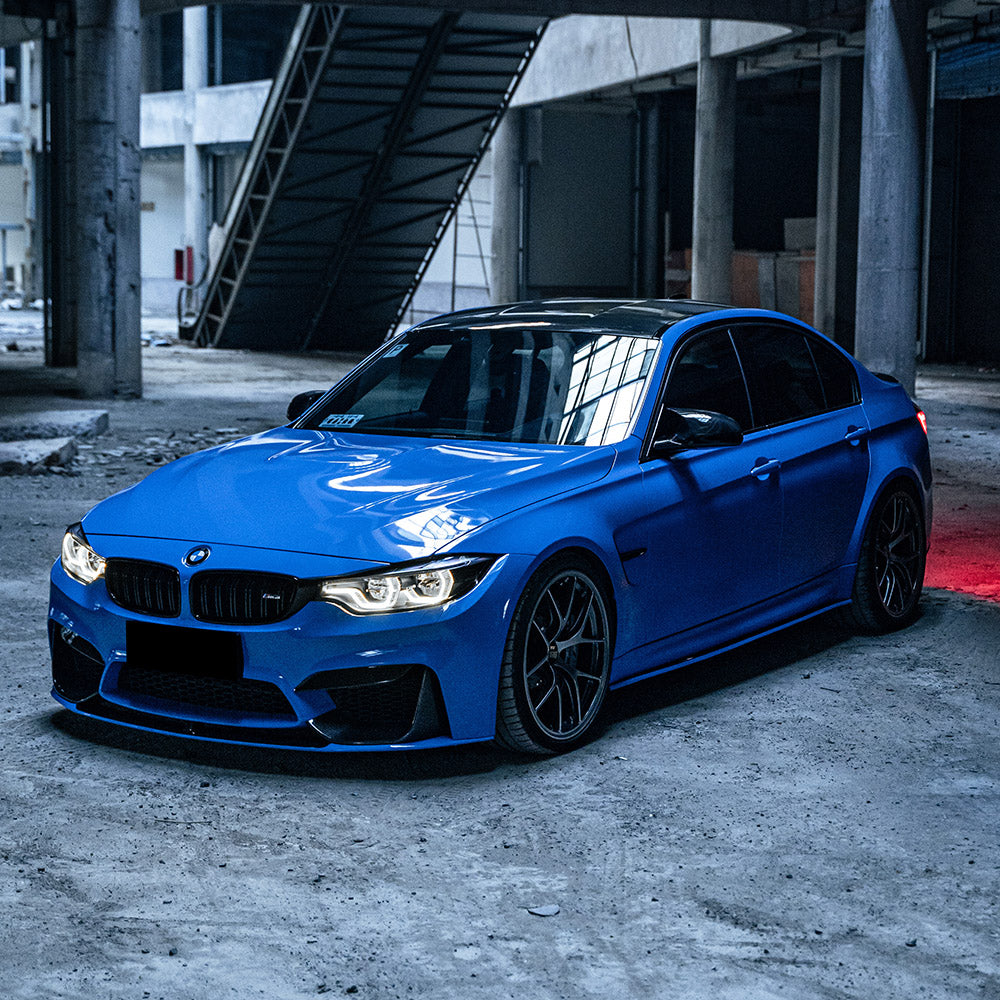 BMW sedan High Gloss Vibrant Blue Vinyl Wrap