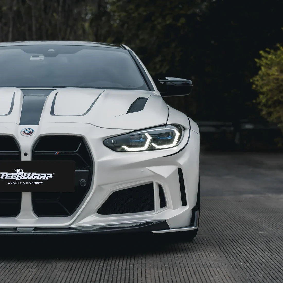 White satin matte vinyl wrap on BMW