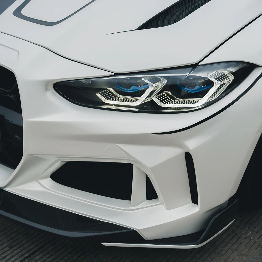White satin matte vinyl wrap on sports car