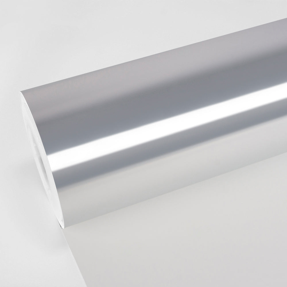 Polished light silver mirror chrome vinyl wrap