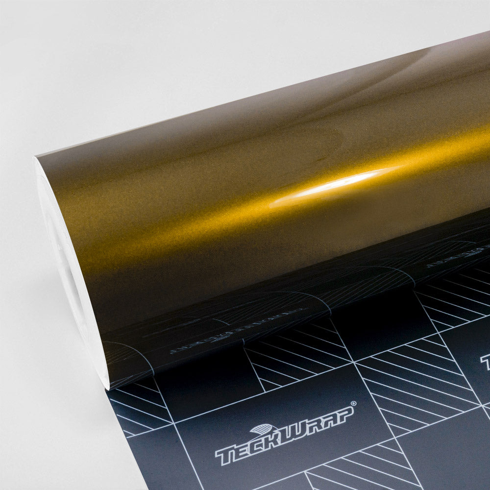 Gloss Metallic Gold Black Vinyl Wrap