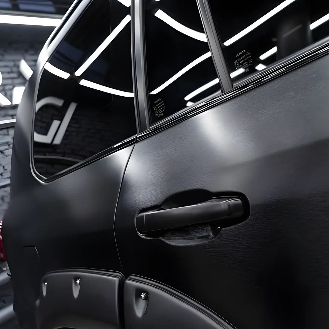 Carbon Brushed Black Vinyl Wrap front fender.