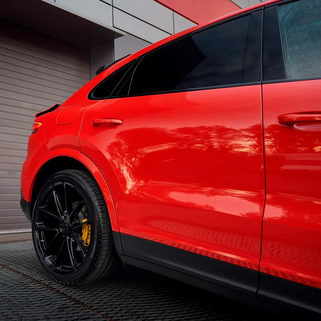 High Gloss Racing Red Vinyl Wrap in Porsche