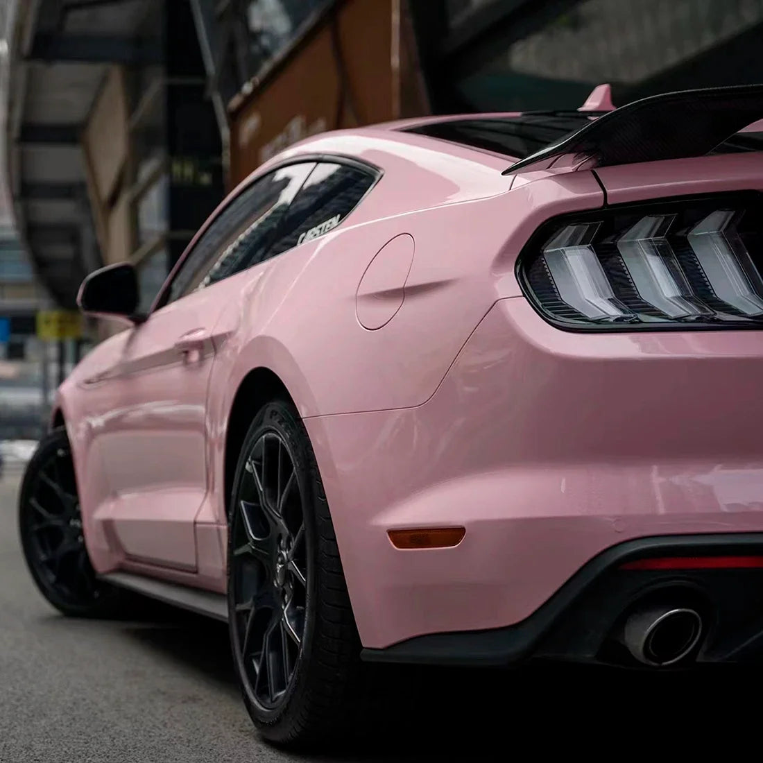 Mustang in High Gloss Millennial Pink vinyl Wrap