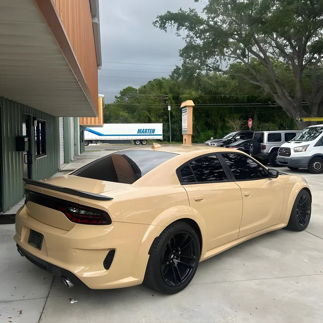 High Gloss Leather Beige Vinyl Wrap finish with rare view.