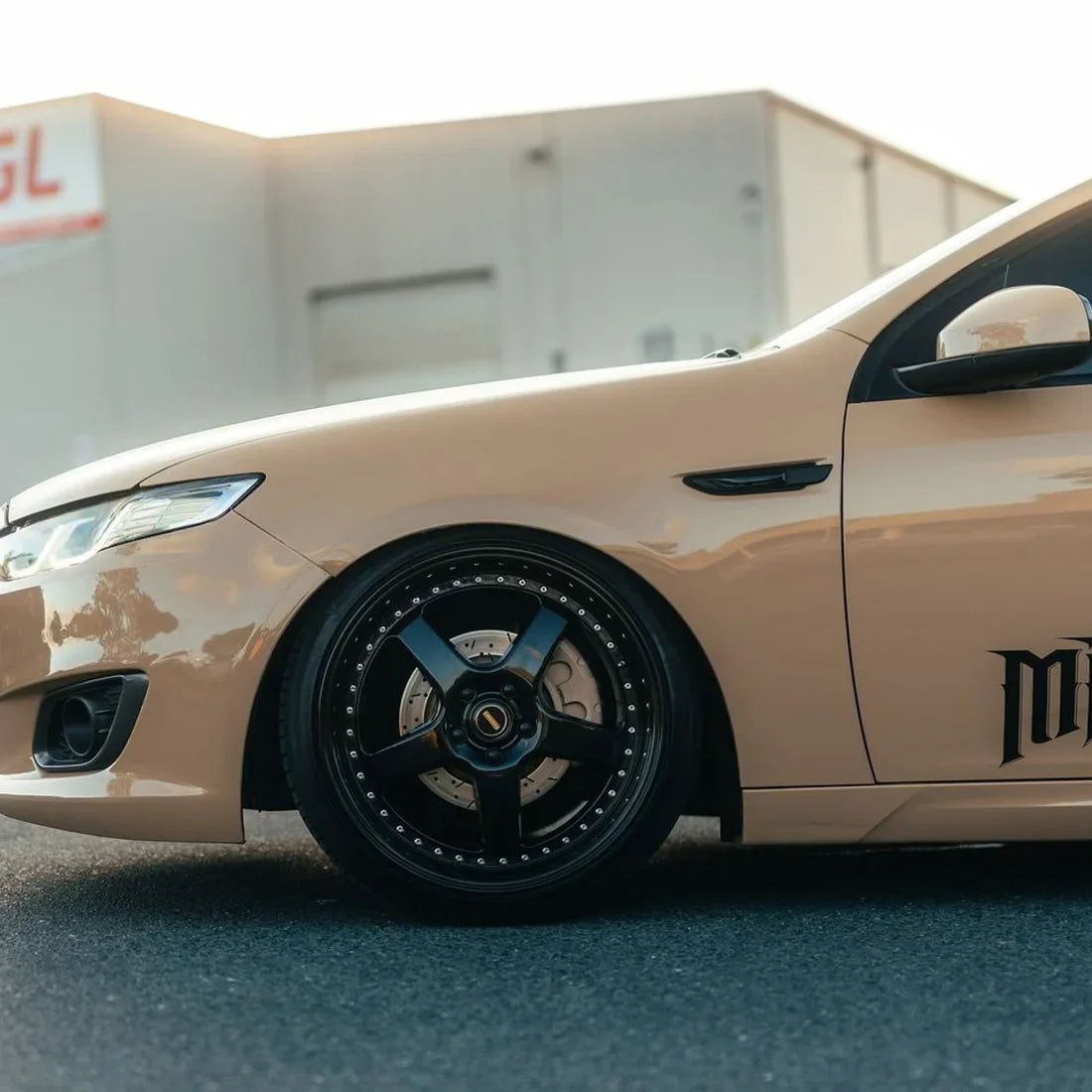 Ford showcasing High Gloss Leather Beige Vinyl Wrap