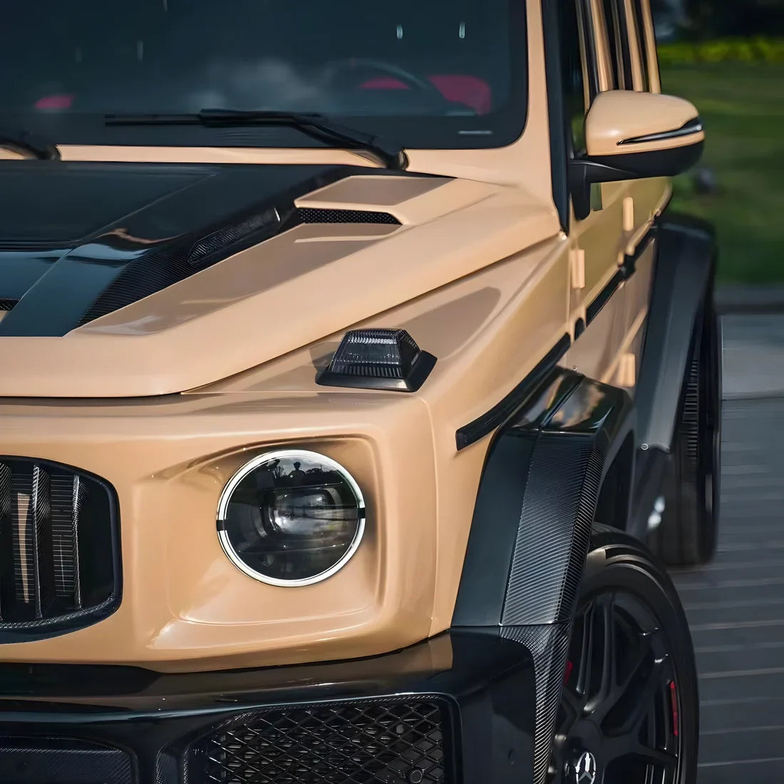 High Gloss Leather Beige Vinyl Wrap on Mercedes G-Wagon