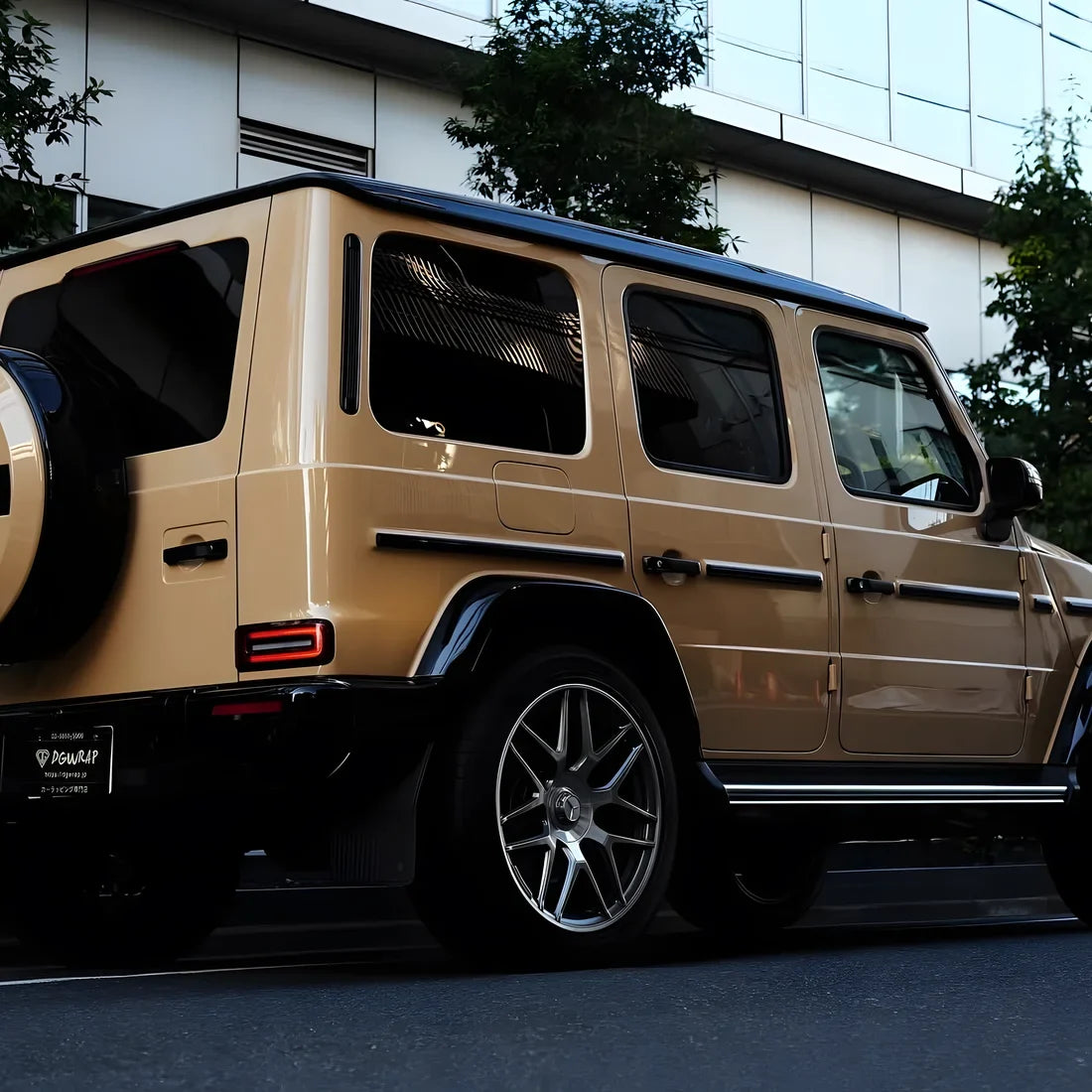 High Gloss Leather Beige Vinyl Wrap on G-Wagon
