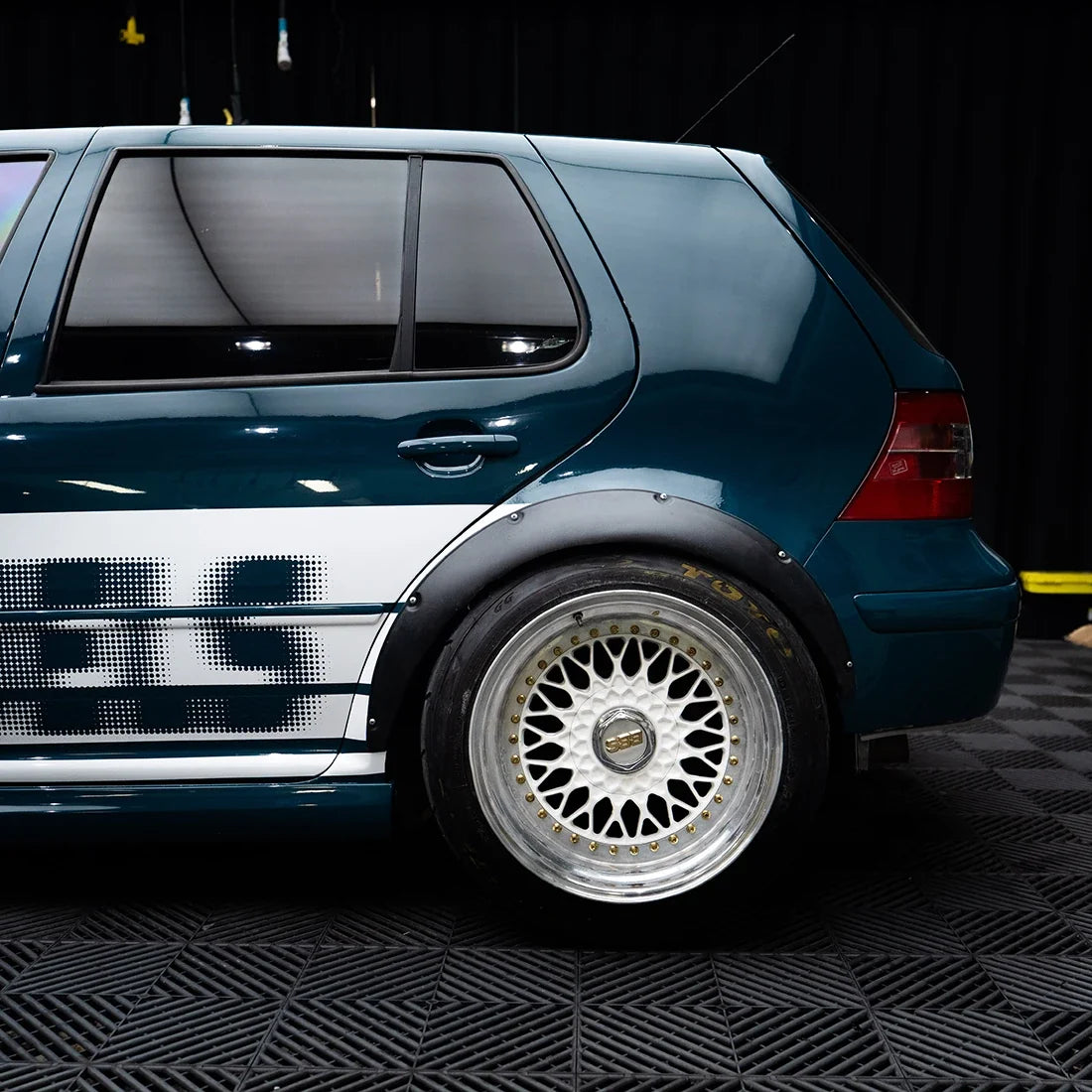 High Gloss Avalon Teal Vinyl Wrap on Golf Quarter Panel View