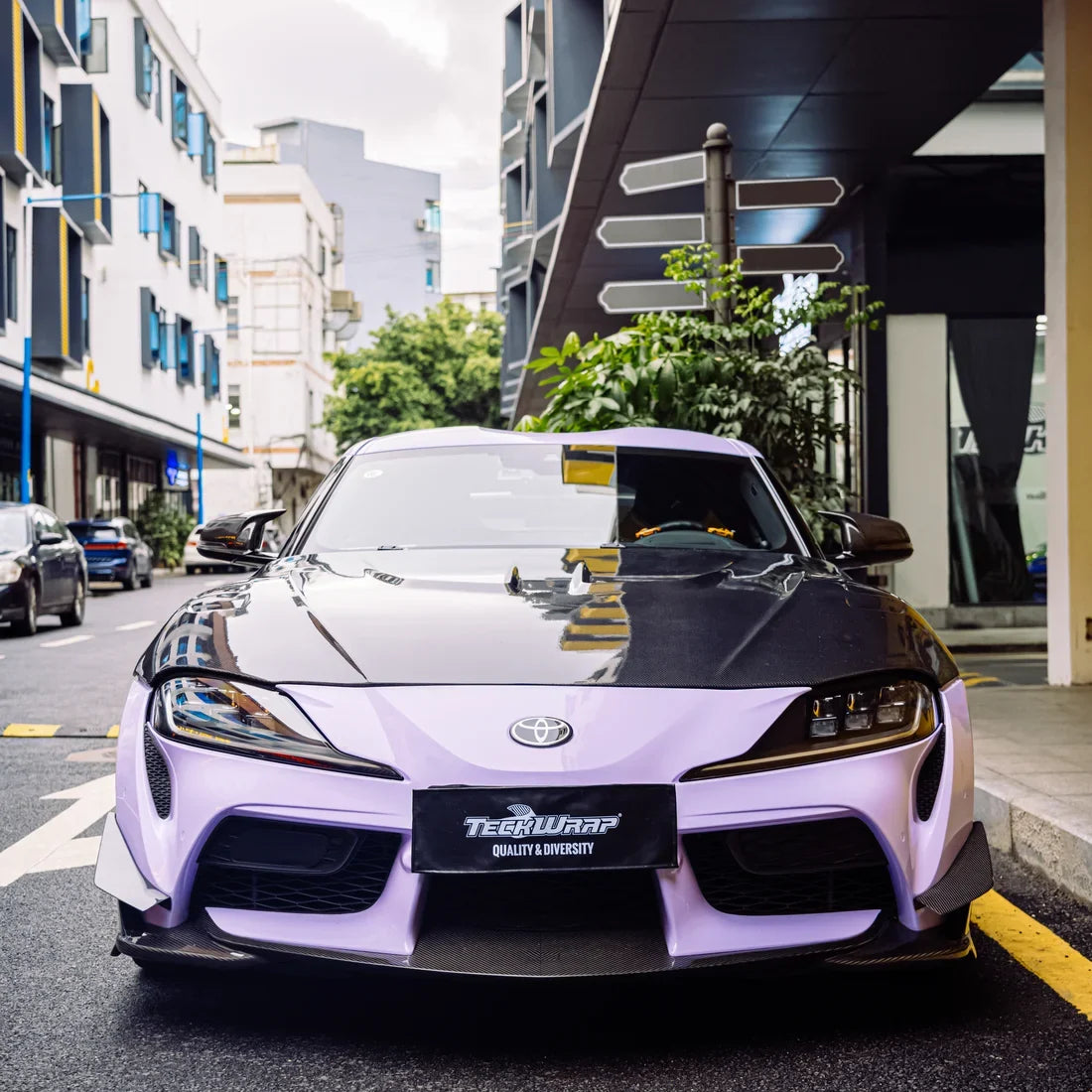 Toyota Supra in High Gloss Spanish Lavender Vinyl Wrap