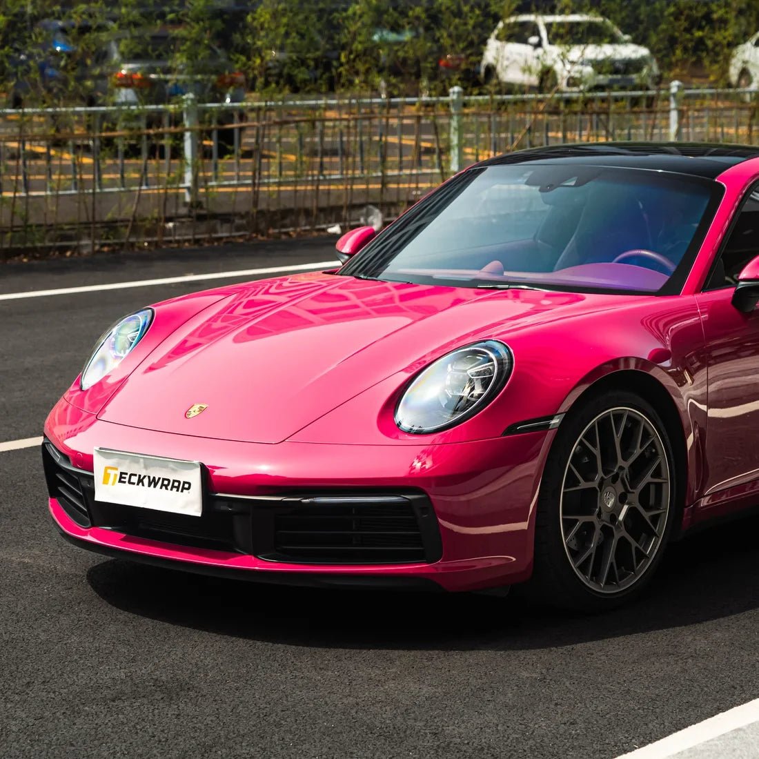 Porsche featuring High Gloss Berry Red Vinyl Wrap