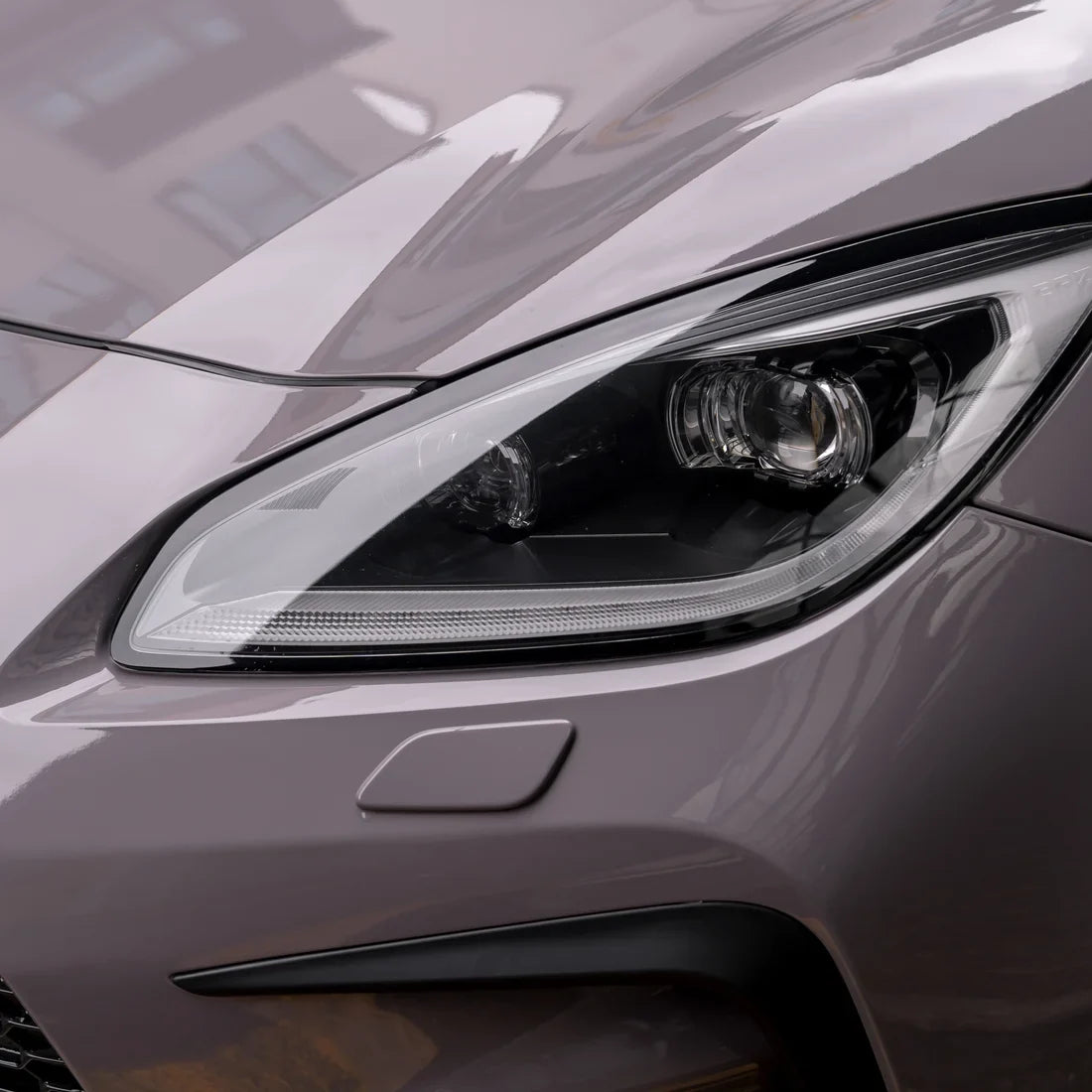 High Gloss Wild Dove Vinyl Wrap view on headlight sight