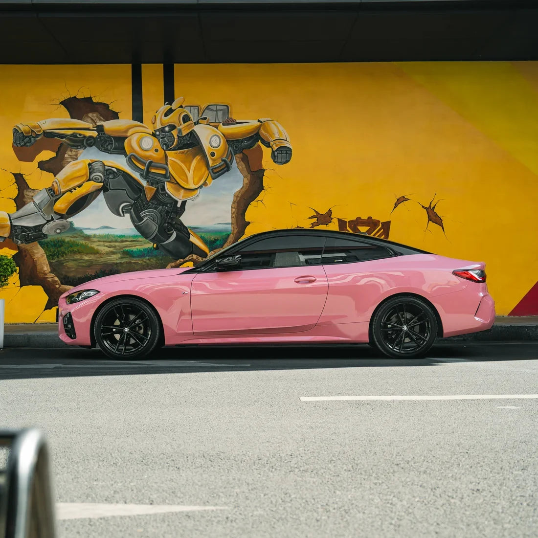 BMW in High Gloss Flamingo Pink Vinyl Wrap Side View