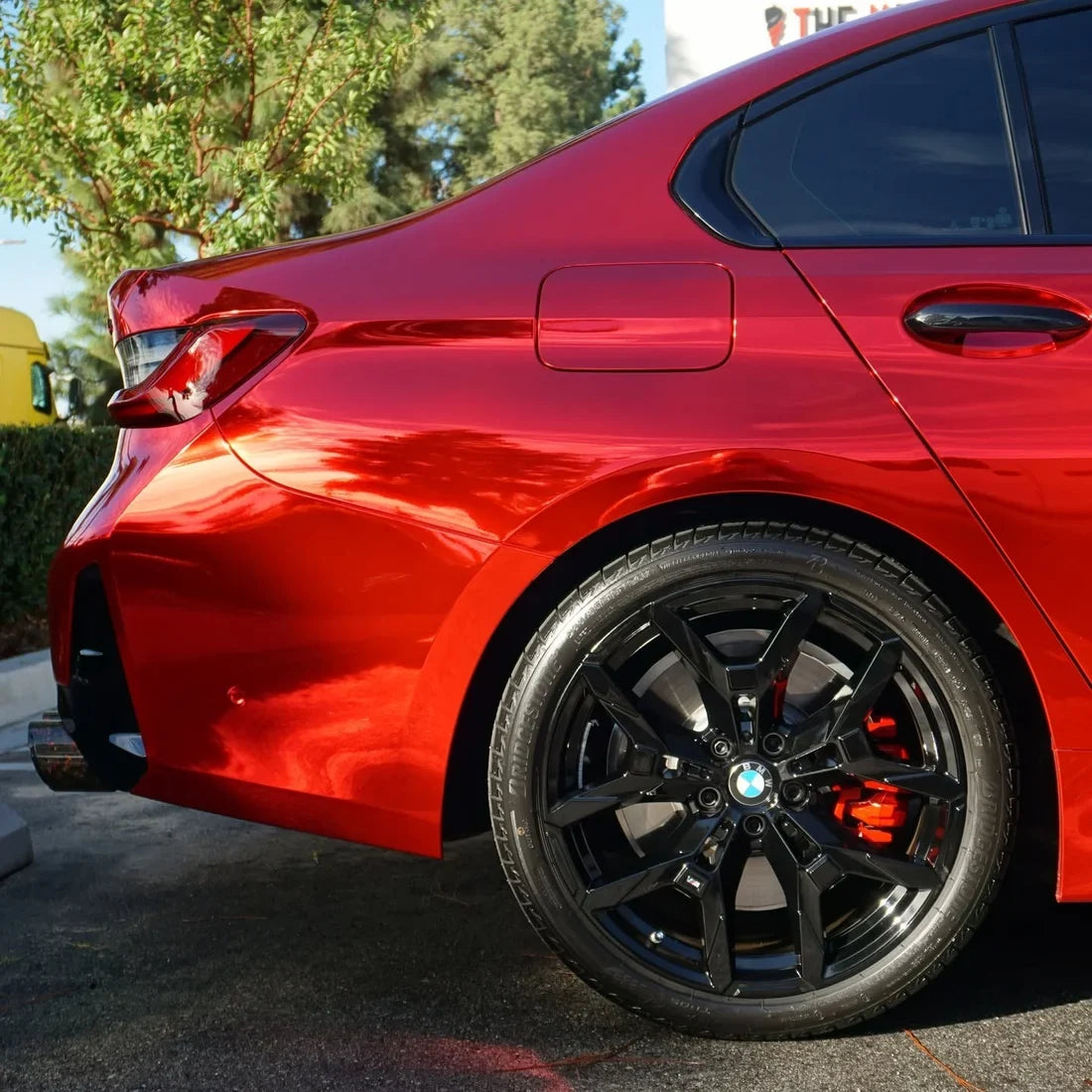 BMW finished in Cherry Red Mirror Chrome vinyl wrap
