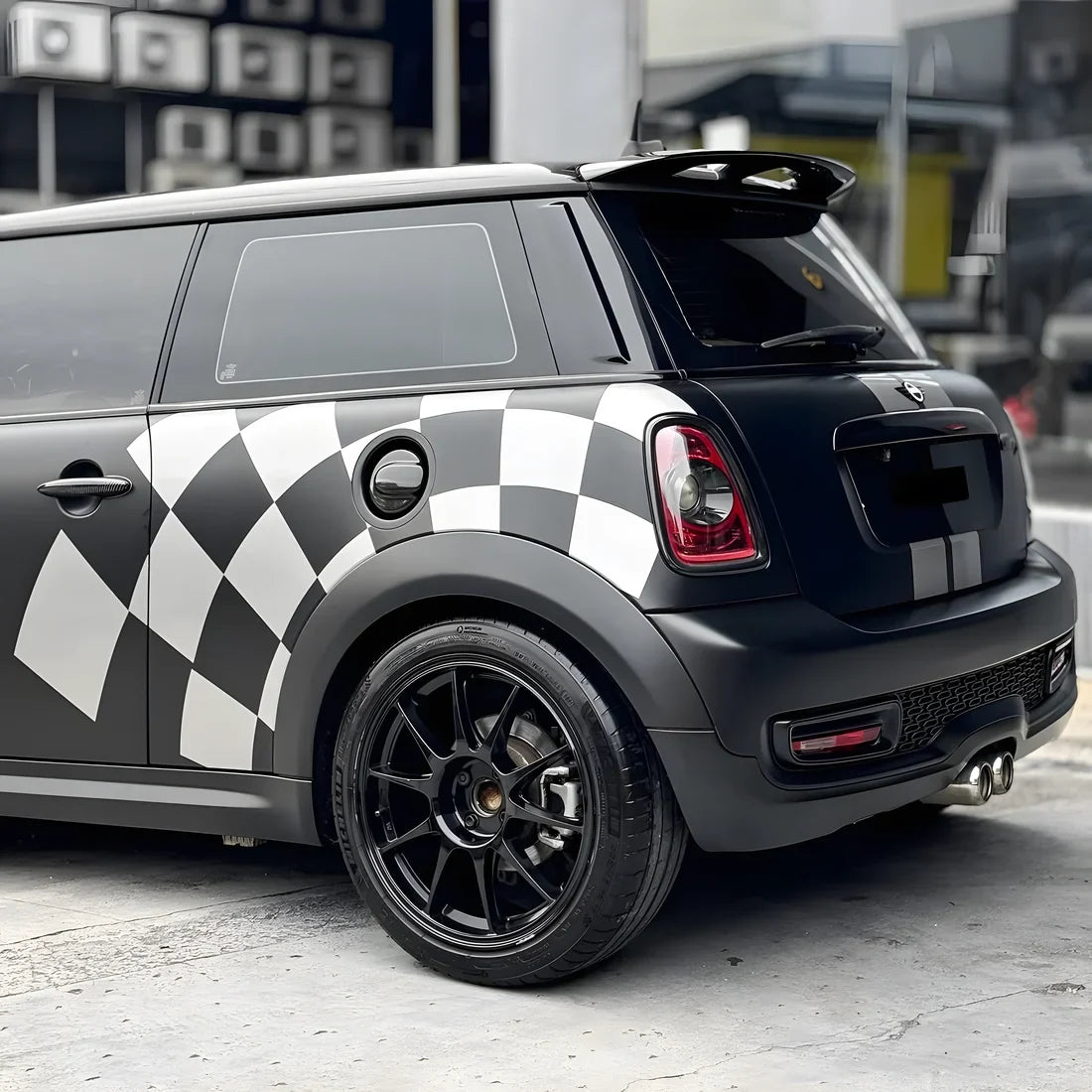 Matte Black Vinyl Wrap on Mini rear side