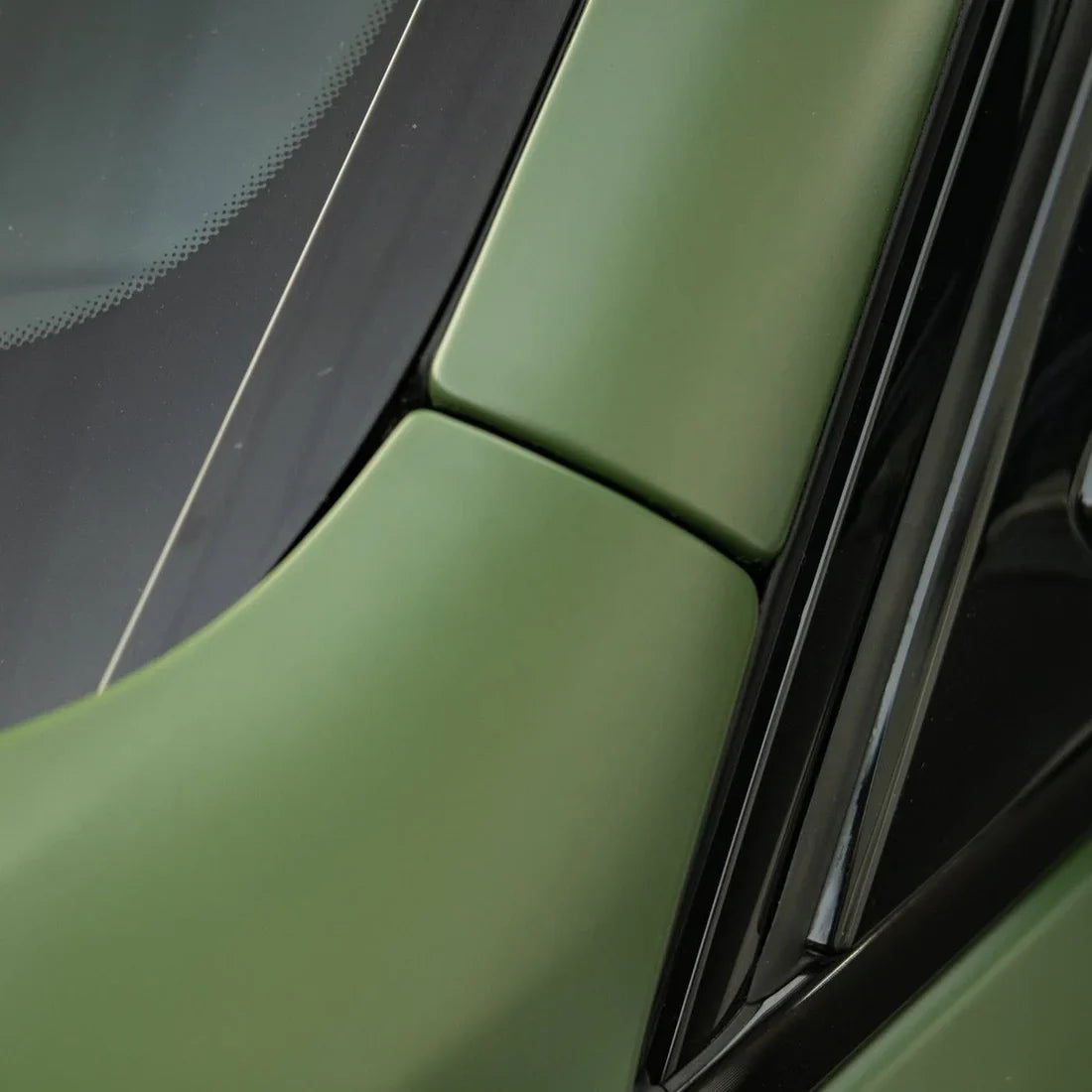 Matte Military Green Vinyl Wrap close-up on BMW body