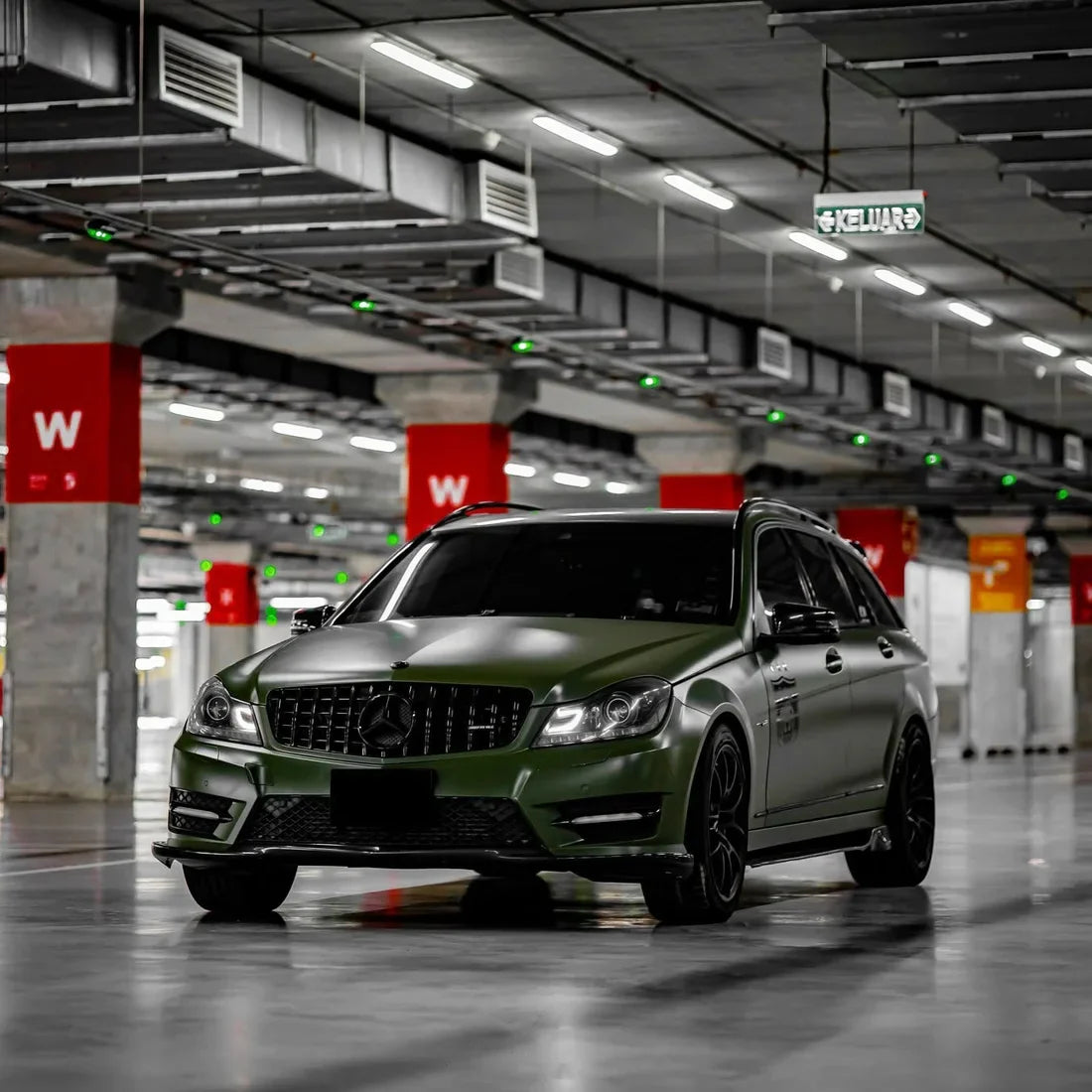 Matte Military Green Vinyl Wrap on Mercedes rear