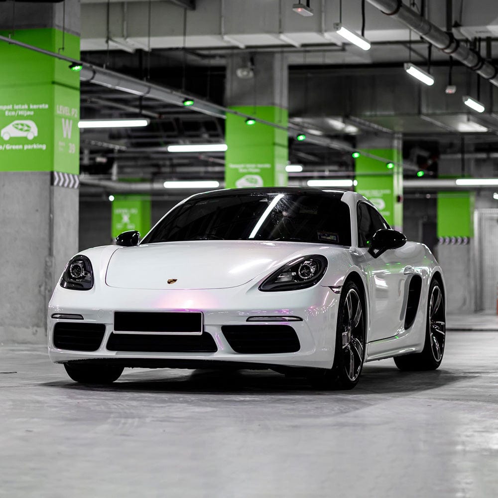 sports car wrapped in Lavender Pearl gloss vinyl wrap
