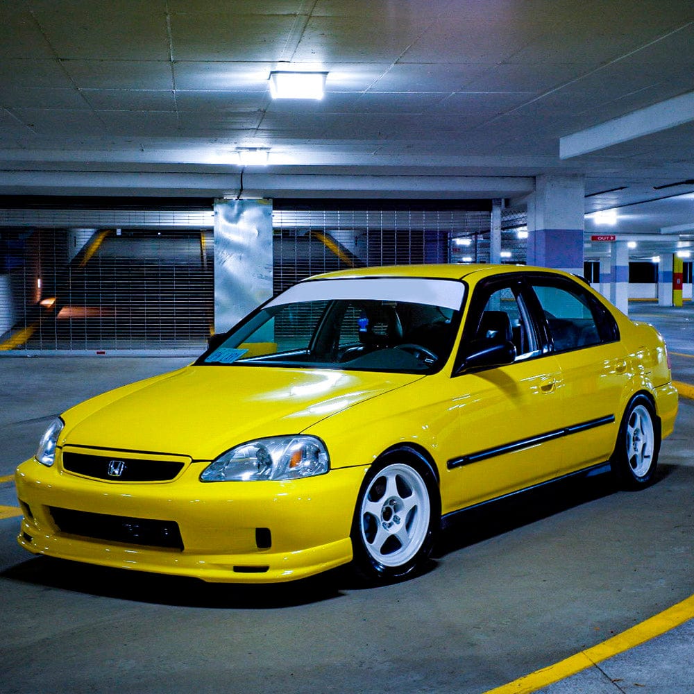 Honda Civic wrapped in Sunray Yellow gloss vinyl