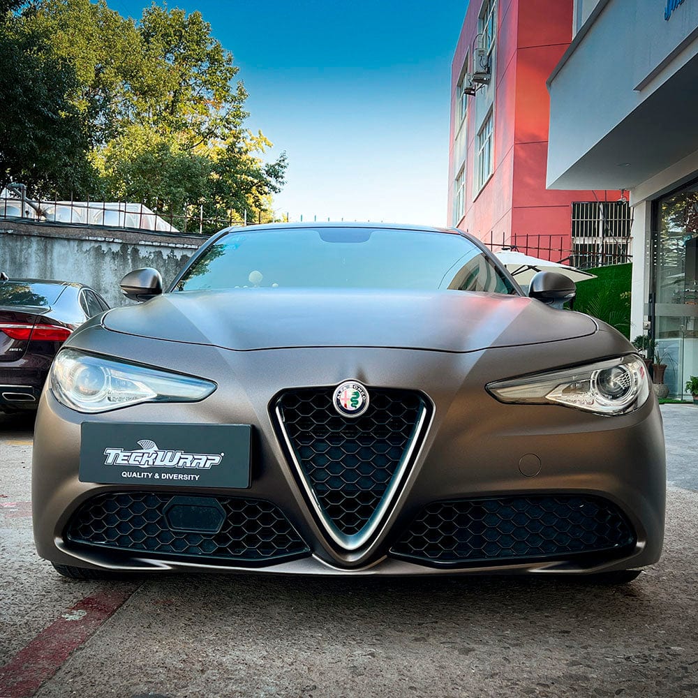 Alfa Romeo wrapped in Onyx Grey Satin Vinyl