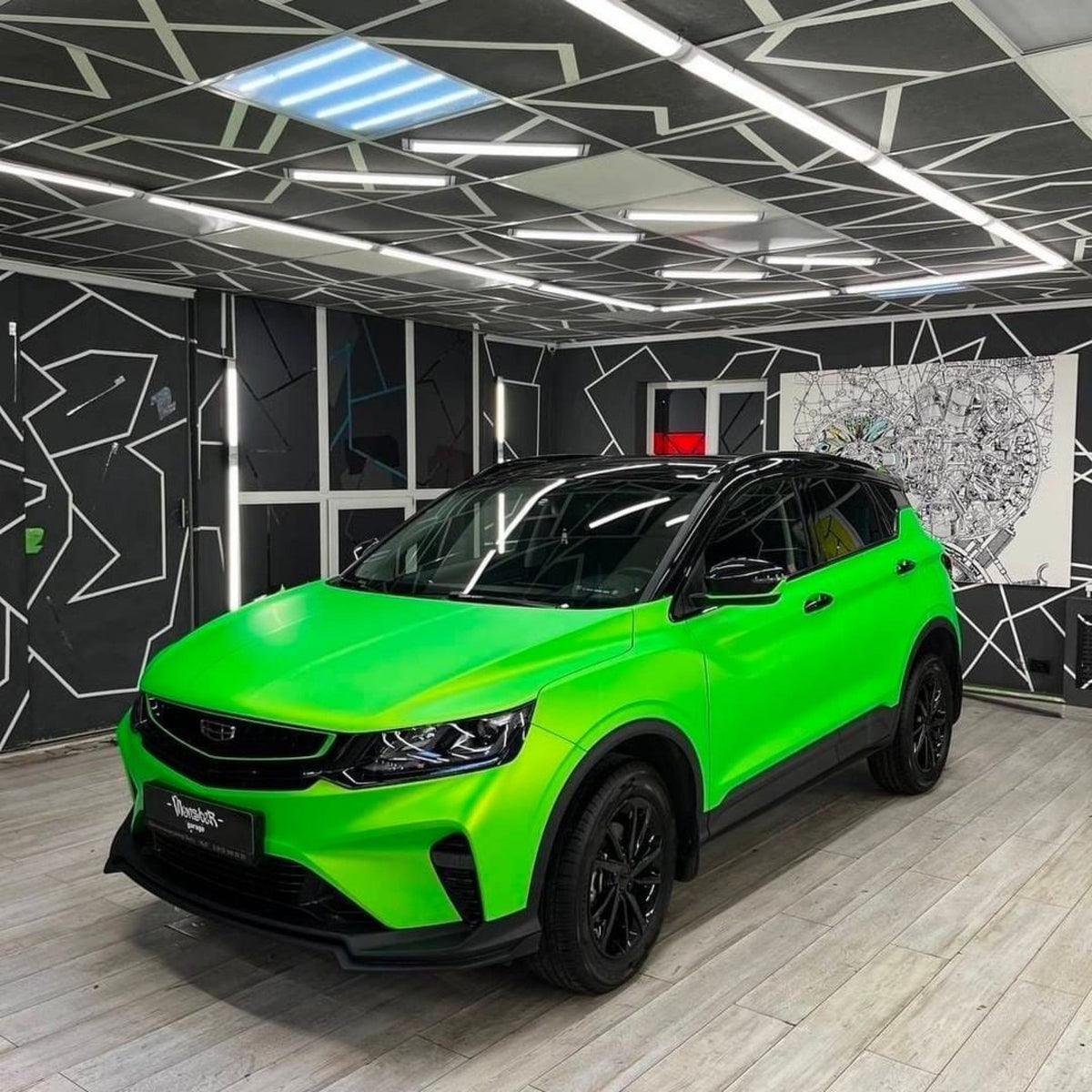 car wrapped in Paradise Green Satin Vinyl Wrap