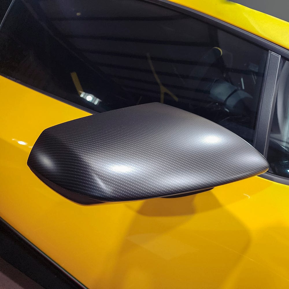 Side mirror wrapped in Matte Ceramic Carbon Vinyl