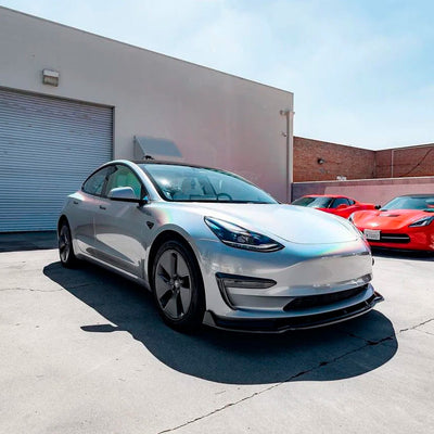 Tesla wrapped in Gloss Color Shift Fireworks White Vinyl Wrap