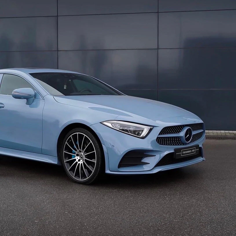 Mercedes in High Gloss China Blue Vinyl Wrap