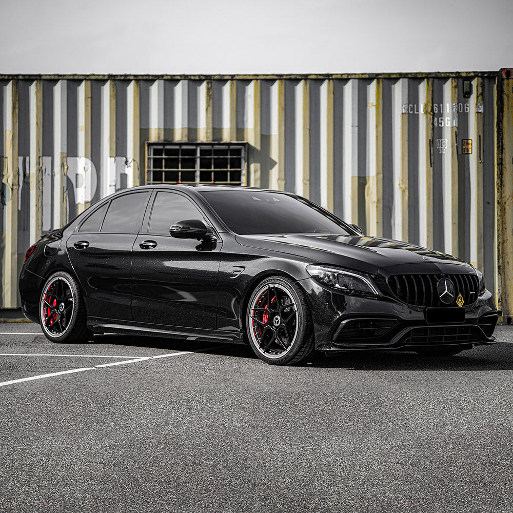 Front side view of Mercedes-Benz Gloss Metallic Ebony Sparkle Vinyl Wrap