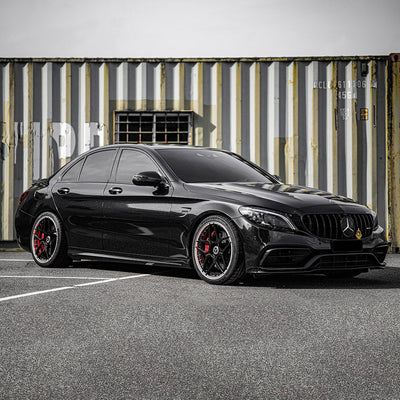 Front side view of Mercedes-Benz Gloss Metallic Ebony Sparkle Vinyl Wrap