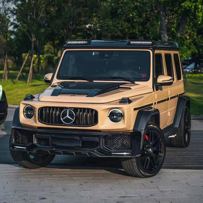 Mercedes G-Class wrapped in High Gloss Leather Beige Vinyl Wrap