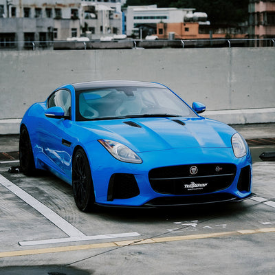 Jaguar F-Type wrapped in High Gloss Vibrant Blue Vinyl Wrap