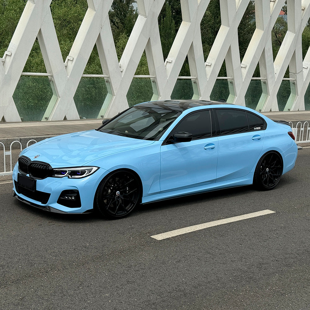 BMW wrapped in High Gloss Baby Blue Vinyl Wrap