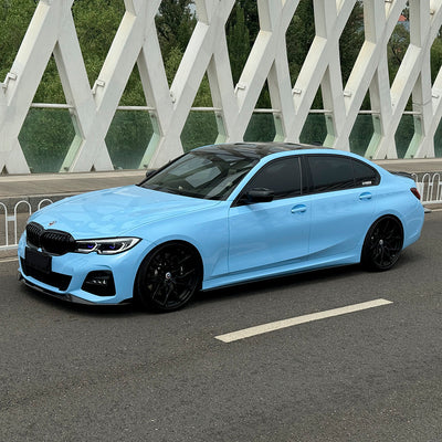 BMW wrapped in High Gloss Baby Blue Vinyl Wrap