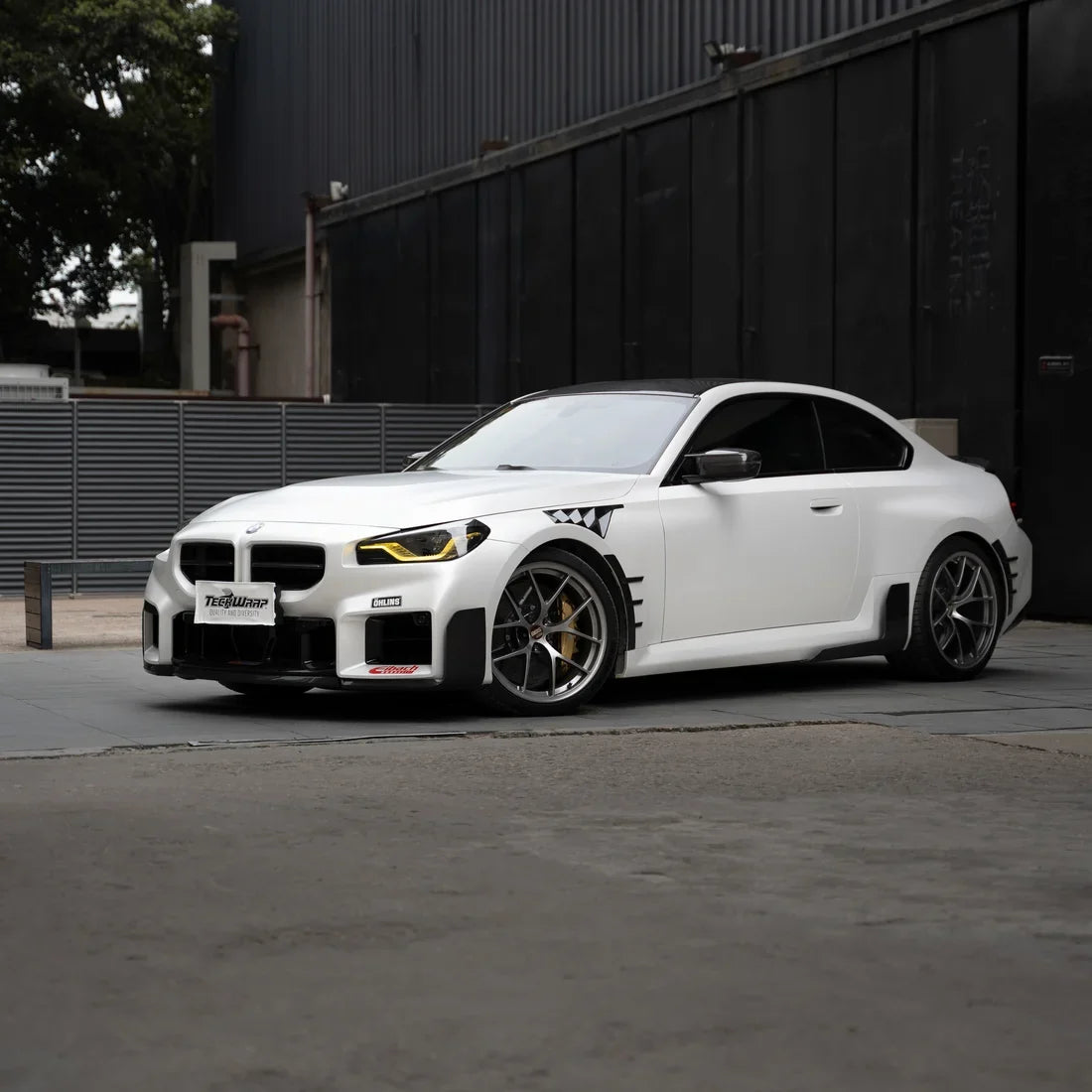 white satin matte vinyl wrap on BMW