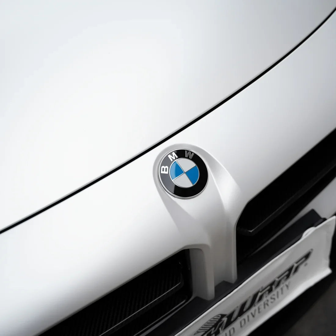 White satin matte on BMW car front hood