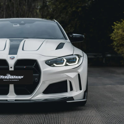 White satin matte vinyl wrap on BMW