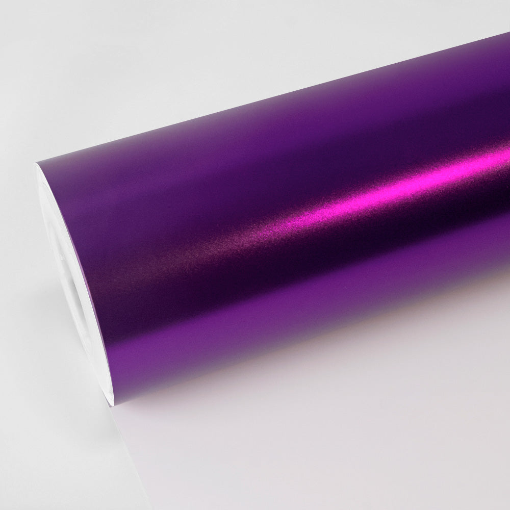 High-gloss reflective dark purple chrome vinyl wrap