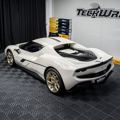 Ferrari wrapped in High Gloss Vanilla Mist Vinyl Wrap