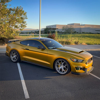 Ford Mustang wrapped with Satin Golden Yellow Vinyl Wrap