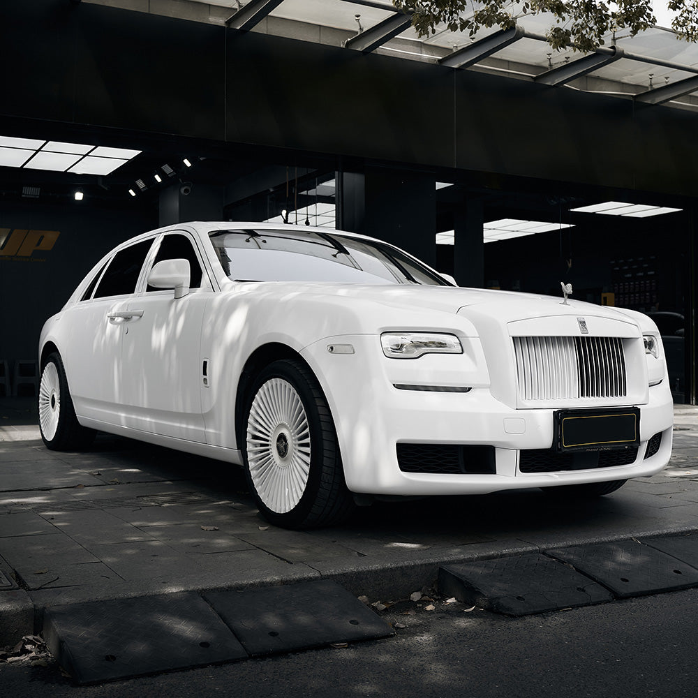 car wrapped in Matte Alaska White Vinyl Wrap