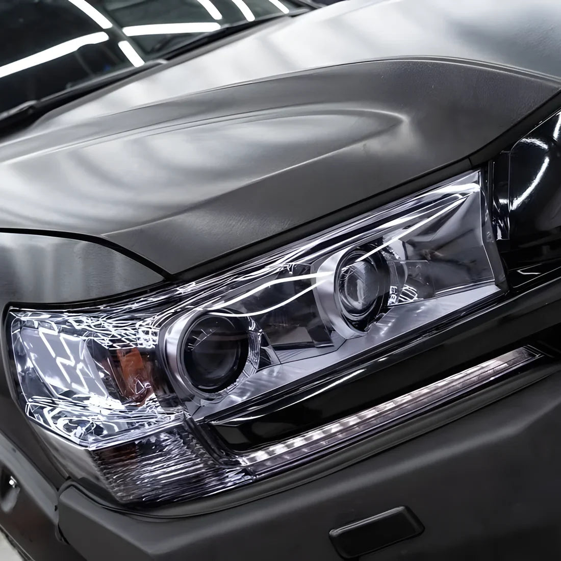 Carbon Brushed Black Vinyl Wrap headlight