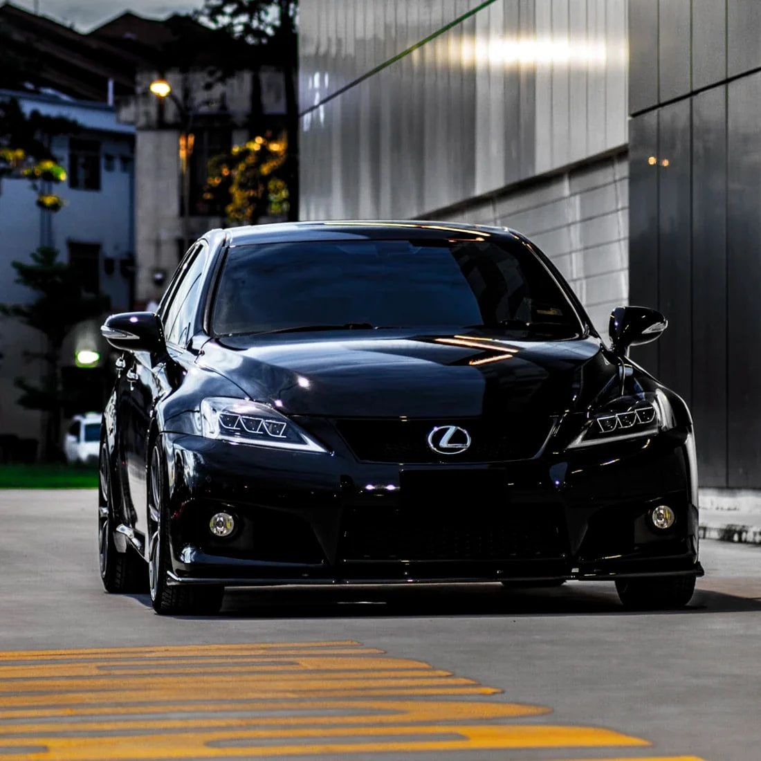 Lexus front side view in Black Gloss Vinyl Wrap