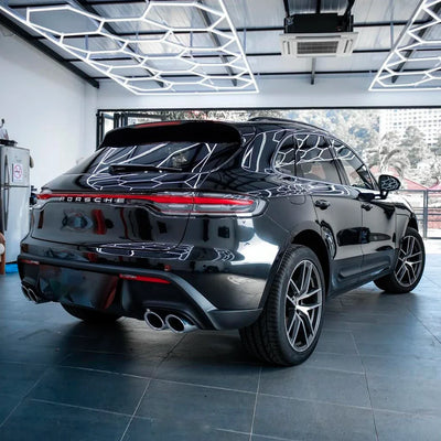 Porsche back view in Black Gloss Vinyl Wrap