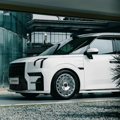 Front side view of MPV in High Gloss White Vinyl Wrap