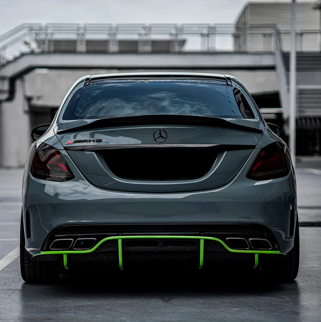 Mercedes back view in High Gloss Amazon Grey Vinyl Wrap
