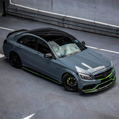 Mercedes top view in High Gloss Amazon Grey Vinyl Wrap
