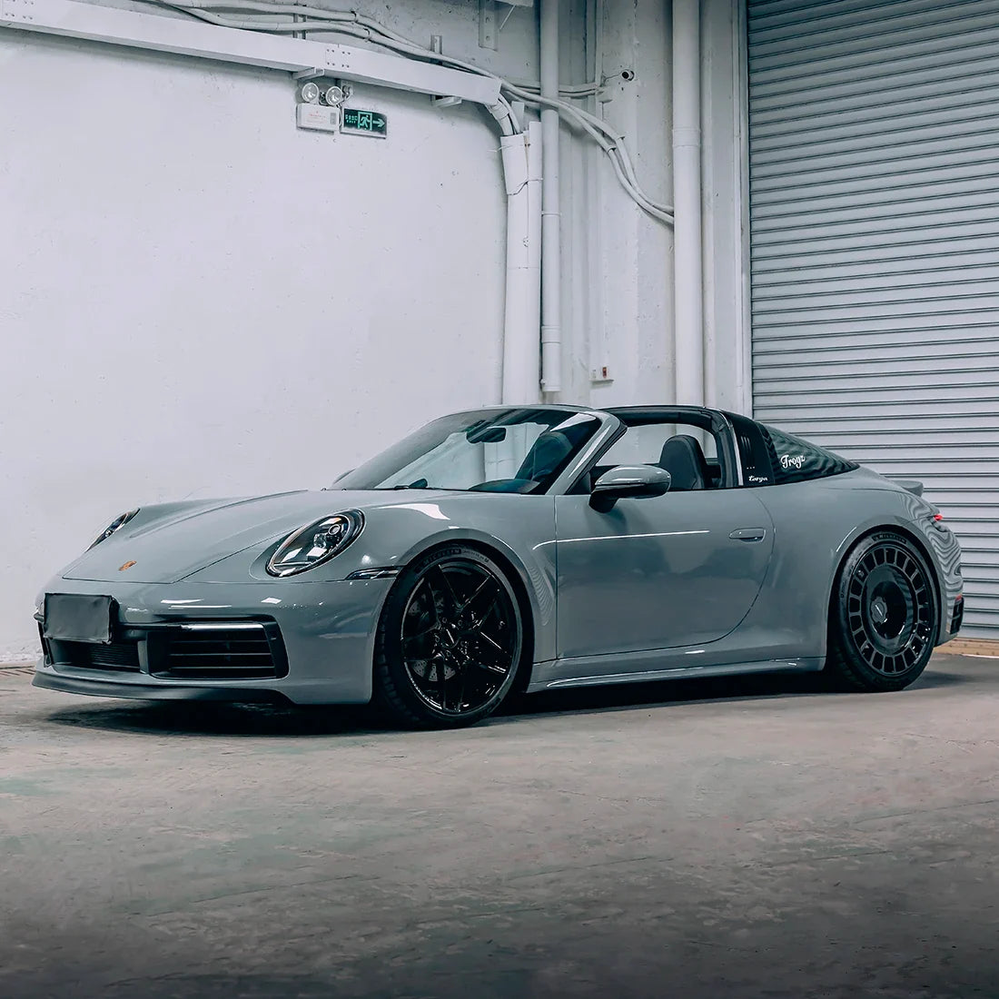 Porsche full view in High Gloss Amazon Grey Vinyl Wrap
